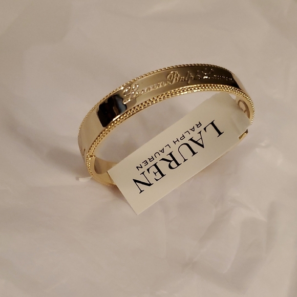 Lauren Ralph Lauren gold plated RLL monogram bangle bracelet new - Picture 1 of 16